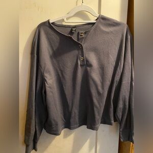 SHEIN 0XL Gray Long Sleeve Quarter Button Up.